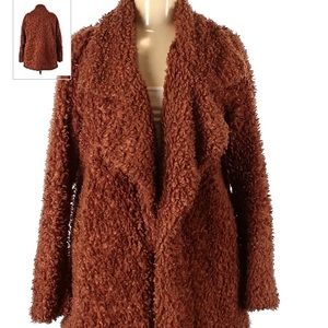 AUDREY 3+1 brand fuzzy faux fur coat.